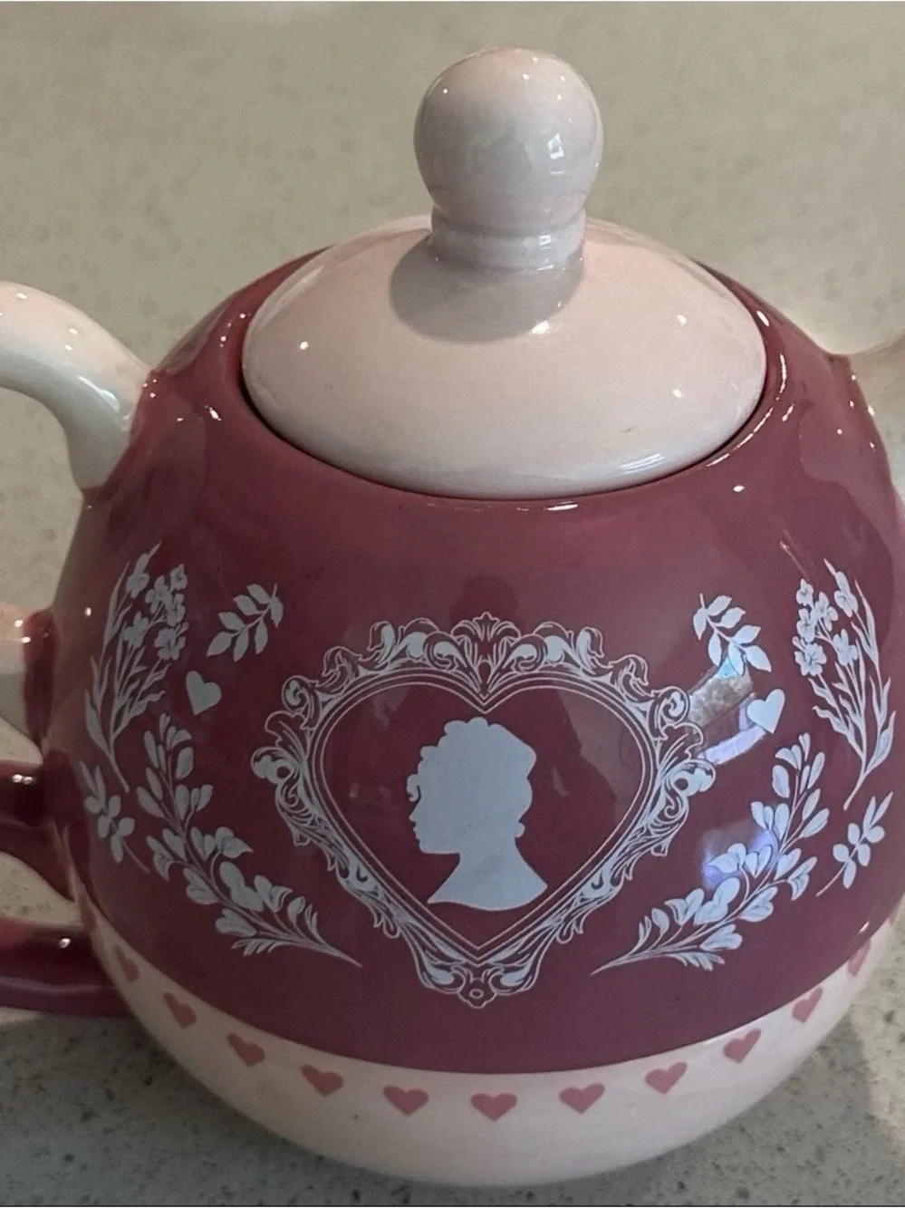 Netflix Bridgerton Pink and White Heart Silhouette Teapot